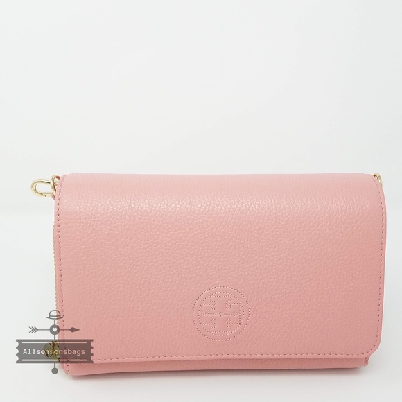 Tory Burch Bombe flat crossbody clutch cameo bag - Picture 2 of 8